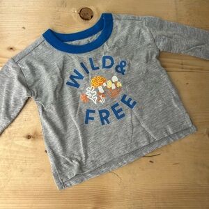Open Edit grey & blue Wild & Free mushroom graphic long sleeve T-shirt